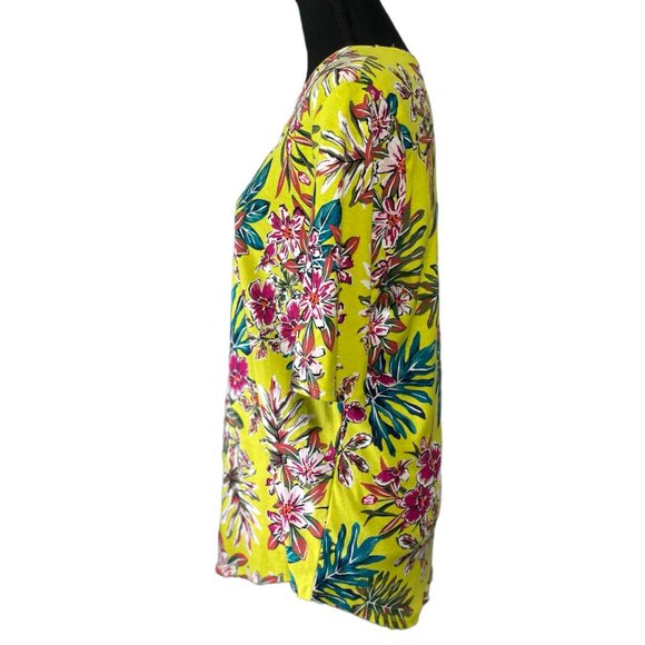 floral boatneck 3/4 sleeve top - Picture 3 of 5